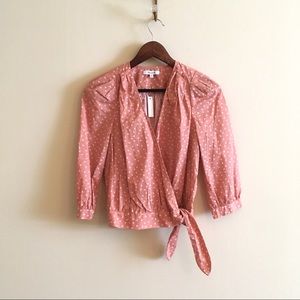 NWT Madewelll Star Scatter Wrap Top Pink Tie XS